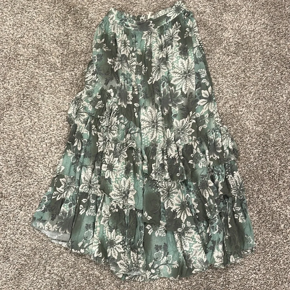 FREE PEOPLE MARIETTA MAXI SKIRT IN GREEN COMBO NEW